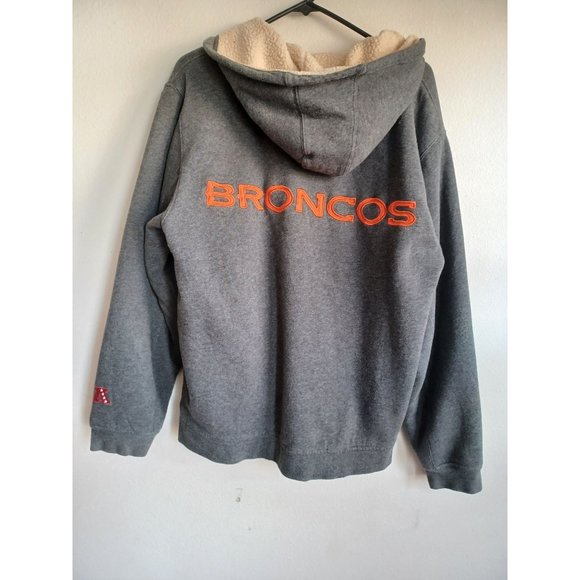Denver Broncos Gray Fleece Lined Zip Front Hoodie NFL Pro Line Football XL - Picture 4 of 6